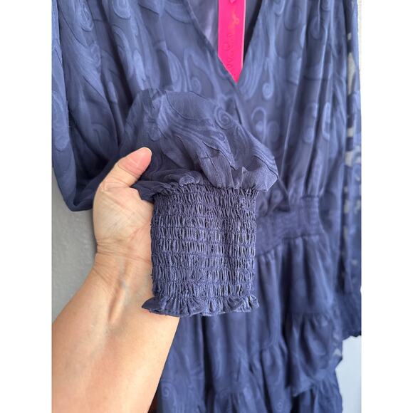 Lilly Pulitizer Sz 10 Christina True Navy Poly Crepe Swirl | NWT - Picture 5 of 9